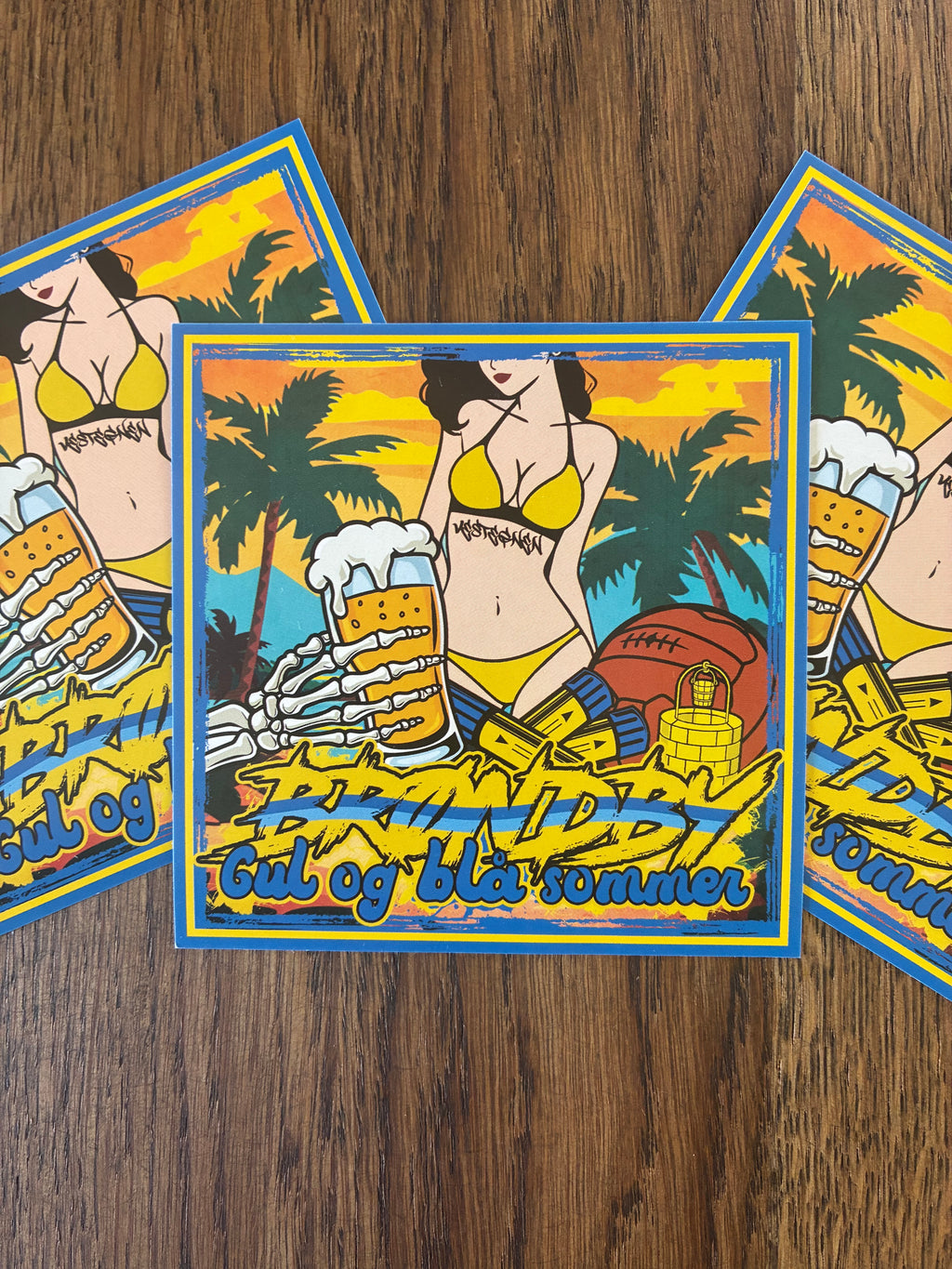 Gul og blå sommer sticker 50 stk