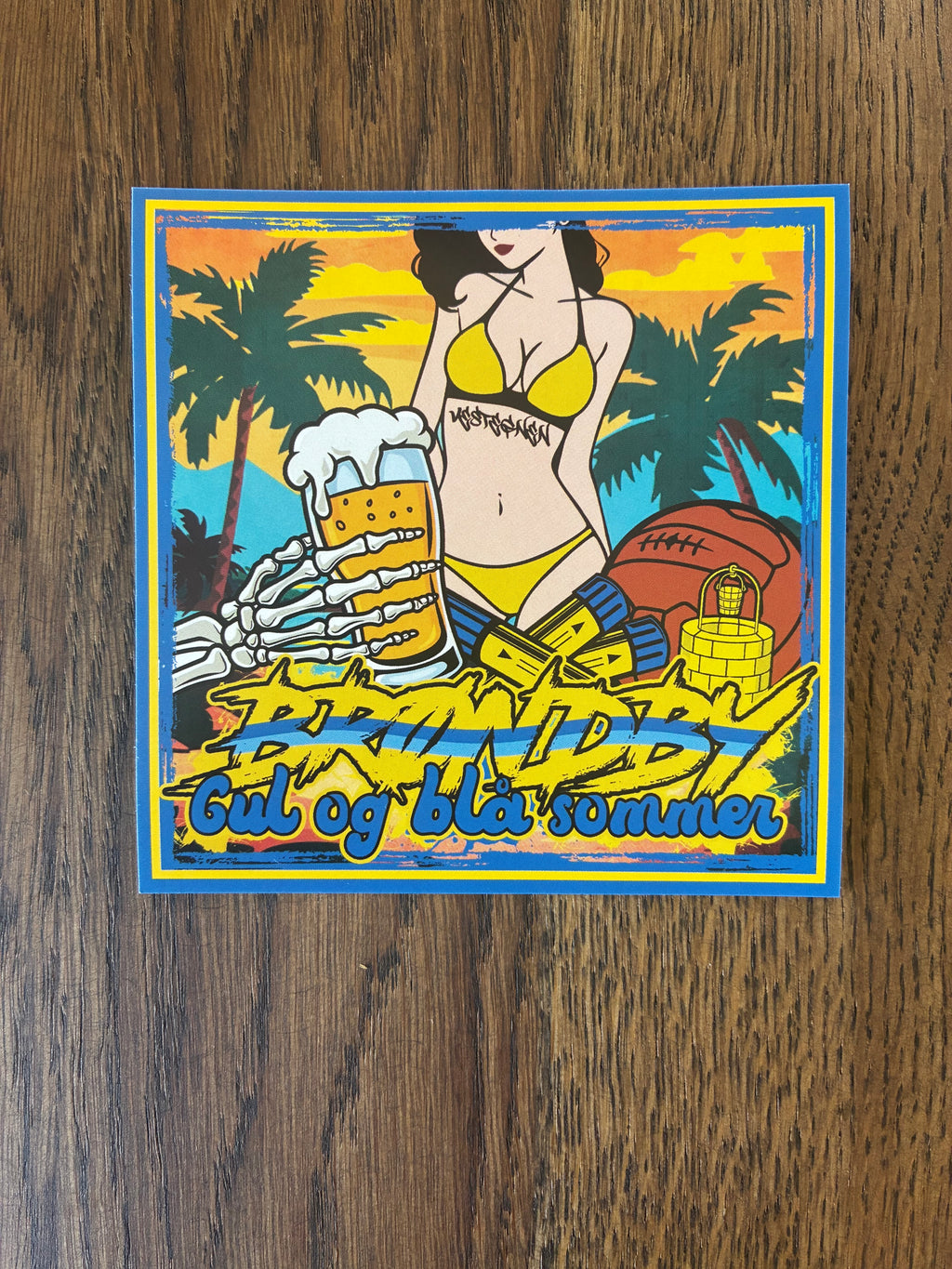 Gul og blå sommer sticker 50 stk