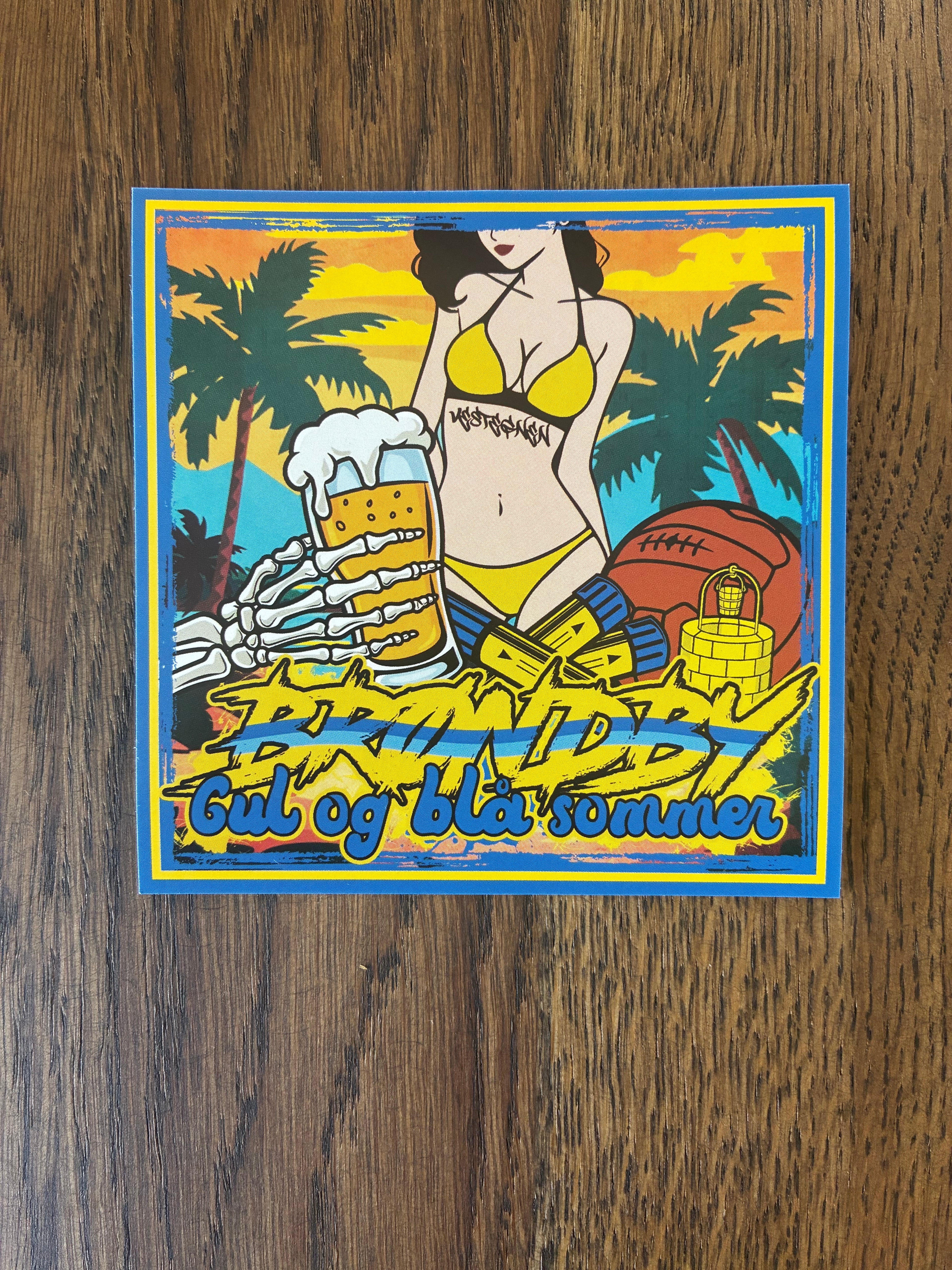 Gul og blå sommer sticker 50 stk